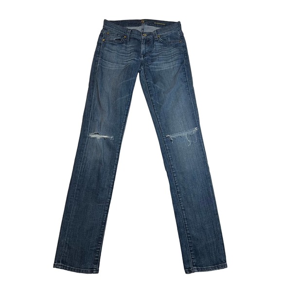 7 For All Mankind Blue Skinny Jeans - Picture 1 of 10